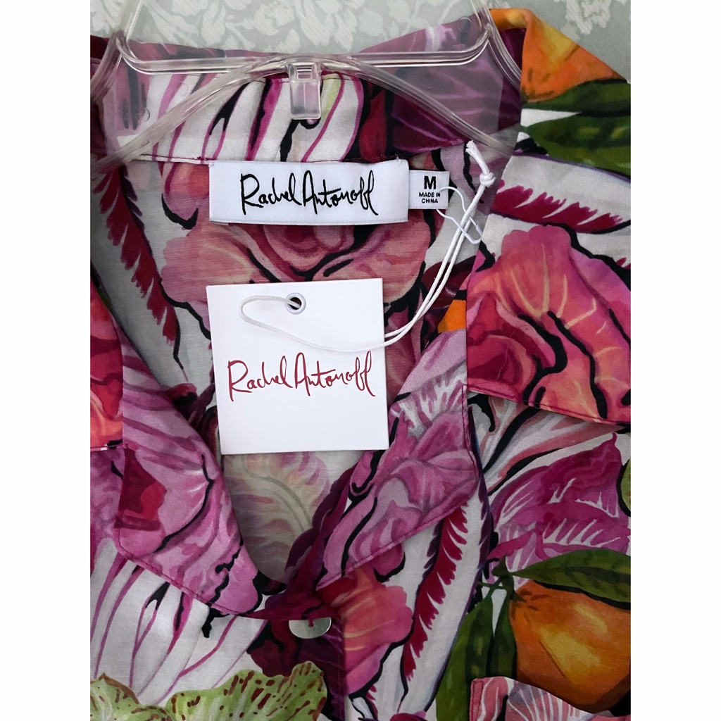 Nwt Rachel Antonoff James Camp Shirt Top Pink Radicchio Citrus Lettuce Cabbage M — image 5 of 8